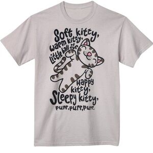 🌻3/$20 Big Bang Theory Soft Kitty Warm Kitty Graphic Print Gray Tee, Size S